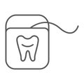 Dental floss thin line icon, dentist and dentistry, tooth care sign, vector graphics, a linear pattern on a white Royalty Free Stock Photo