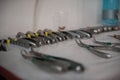 Dental forceps laid out