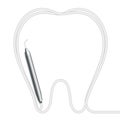 Dental handpieces instrument and tooth shape frame made from cable, illustration 3D virtual