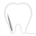 Dental handpieces instrument and tooth shape frame made from cable, illustration 3D virtual