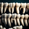 Dental Harmony: Rows of Molars with Roots in Deep Blue