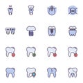 Dental health care filled outline icons set