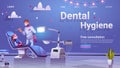 Dental hygiene banner with doctor and girl patient