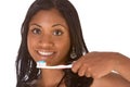Dental hygiene, black girl with toothbrush Royalty Free Stock Photo