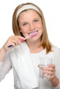 Dental hygiene brushing teeth young girl toothbrus Royalty Free Stock Photo