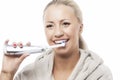 Dental Hygiene Concept:Caucasian Woman Brushing Her Teeth With M