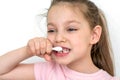 Dental hygiene. happy little girl brushing her teeth Royalty Free Stock Photo