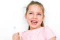 Dental hygiene. happy little girl brushing her teeth Royalty Free Stock Photo