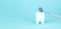 Dental Hygiene and Health conceptual image Teethcare, dental health concept. Whitening of human tooth, dentist mouth mirror. Teeth