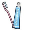 Dental hygiene, toothpaste and toothbrush, vector illustration