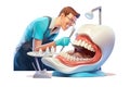 Dental hygienist during the work 3d colorful illustration - Generative AI.