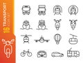 Minimal transport line icon set