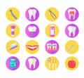 Dental icon set, flat style. Stomatology kit isolated on white background.Dentistry collection of design elements Royalty Free Stock Photo