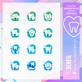 Dental icon set with glyph style for dental clinic. Healthcare icon bundle can use for website, app, UI, infographic, print