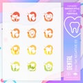 Dental icon set with glyph style for dental clinic. Healthcare icon bundle can use for website, app, UI, infographic, print