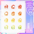 Dental icon set with glyph style for dental clinic. Healthcare icon bundle can use for website, app, UI, infographic, print