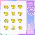 Dental icon set with lineal style for dental clinic. Healthcare icon bundle can use for website, app, UI, infographic, print