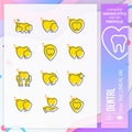 Dental icon set with lineal style for dental clinic. Healthcare icon bundle can use for website, app, UI, infographic, print