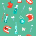 Dental Icons set vector dentist tools dentistry and orthodontics stomatology equipment toothbrush and toothpaste. Teeth