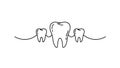 Three teeth are connected by a single continuous line. isolated on white background Royalty Free Stock Photo