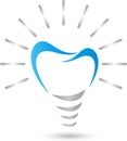 Dental implant in blue and gray, tooth and dentist logo