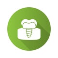 Dental implant flat design long shadow glyph icon Royalty Free Stock Photo