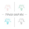 Dental implant hand drawn icons set Royalty Free Stock Photo