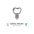 Dental Implant icon Prosthetic dentistry logo. Dental Care, Stomatology thin line art icons. Vector illustration