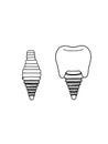 Dental implant illustration cartoon icon and gingival white colors