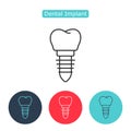 Dental implant icon.The symbol of tooth restoration.