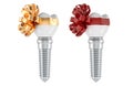 Dental Implants with red and golden bows, gift concept. 3D rendering Royalty Free Stock Photo