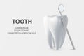 Dental Inspection Banner, Plackard. Vector 3d Realistic Dentist Mirror for Teeth with Tooth Icon Closeup on White