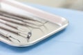 Dental instrument set in clinic Royalty Free Stock Photo