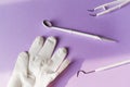 Dental instruments on colorful background Royalty Free Stock Photo