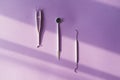 Dental instruments on colorful background