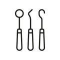 Dental Instruments Line Icon. Dentist's Tools for Tooth Medical Care Linear Pictogram. Dentistry Professional Royalty Free Stock Photo