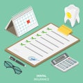 Dental insurance flat isometric vector concept.