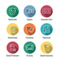 Dental Insurance Outline Icon set with tooth image