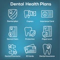 Dental Insurance Outline Icon set with tooth image