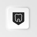 Dental, insurance, shield, tooth icon - Vector. Insurance neumorphic style vector icon. Royalty Free Stock Photo