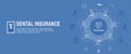 Dental Insurance Web Header Banner with Outline Icons, teeth, pr
