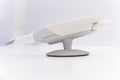 Dental intraoral scanner isolated on table in bright dentist office. Dentistry and health care concept. Close up.