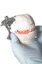 Dental Lab Articulator with dental prosthesis Royalty Free Stock Photo