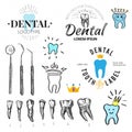 Dental labels and icons set. Vector