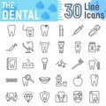 Dental line icon set, Stomatology symbols