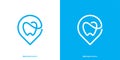 Simple Dental Location Logo. Teeth and Location Pin Map Point Icon Graphic. Royalty Free Stock Photo