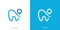 Simple Dentist Location Logo. Teeth and Location Pin Map Point Icon Graphic. Royalty Free Stock Photo