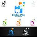 Dental Logo Tooth abstract design vector template, Dentist stomatology medical design