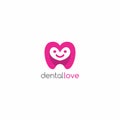 Dental Love Logo Design With Pink Color