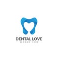 Dental love logo design vector template